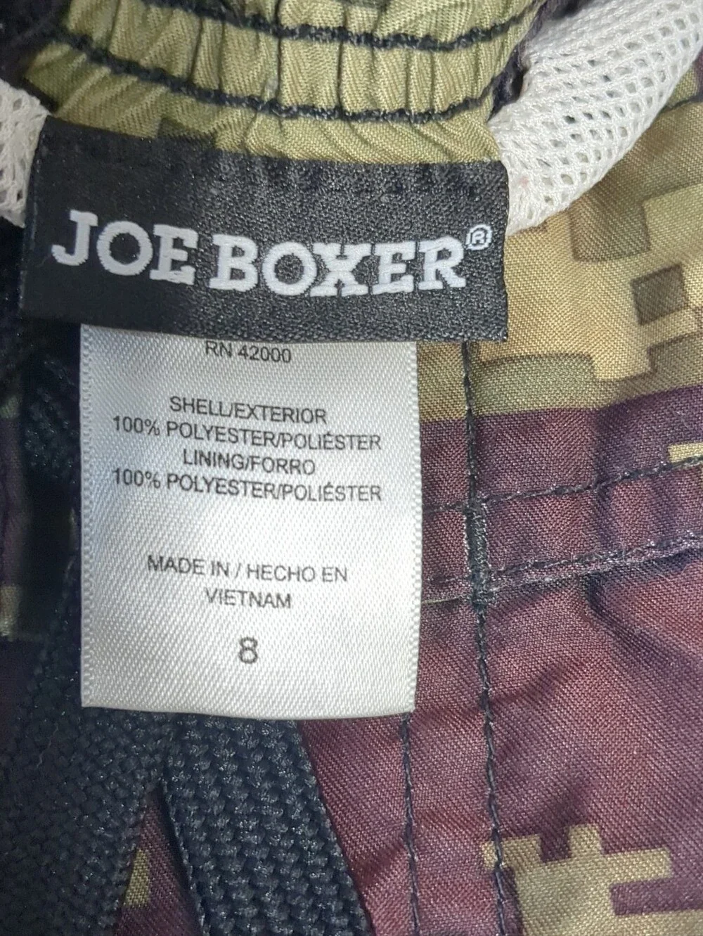 Boys Joe Boxer Army Green & Brown Swim Trunks Size 8